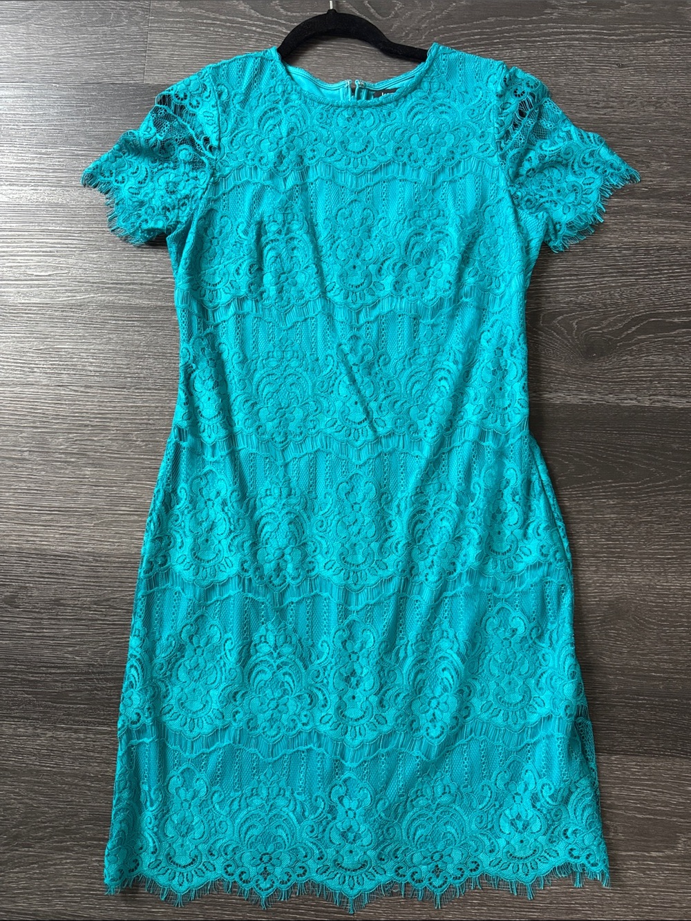 Kenzie Turquoise Lace Short Sleeve Sheath Dress